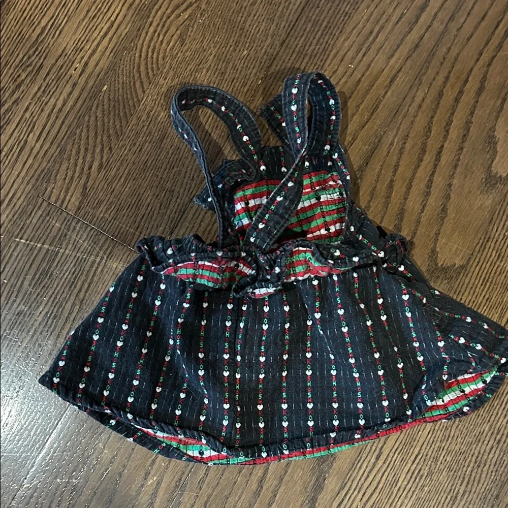 Vtg Oshkosh B'gosh Black red heart suspener overalls dress sz 18 mo